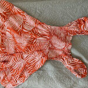 Palm print linen and cottom sundress